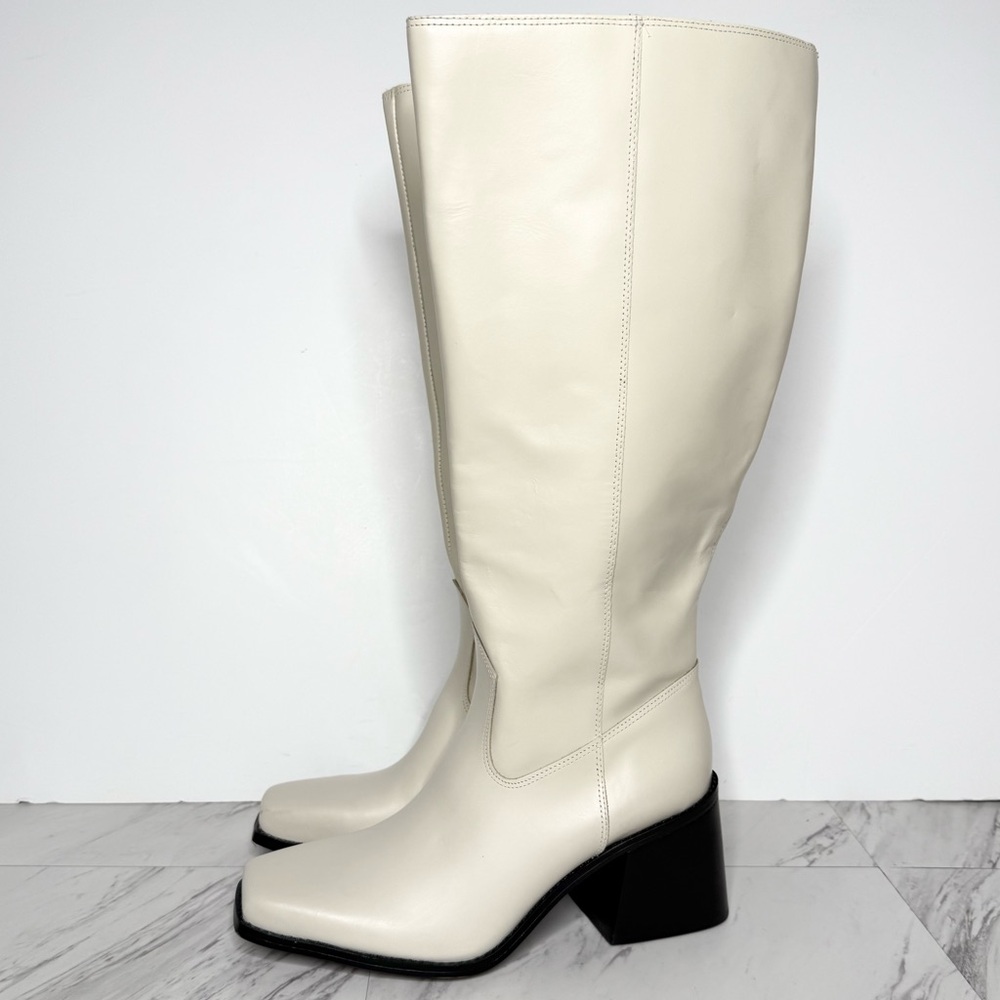 Vince Camuto Sangeti Leather Square Toe Extra Wide Calf Heeled Tall Boot 9W